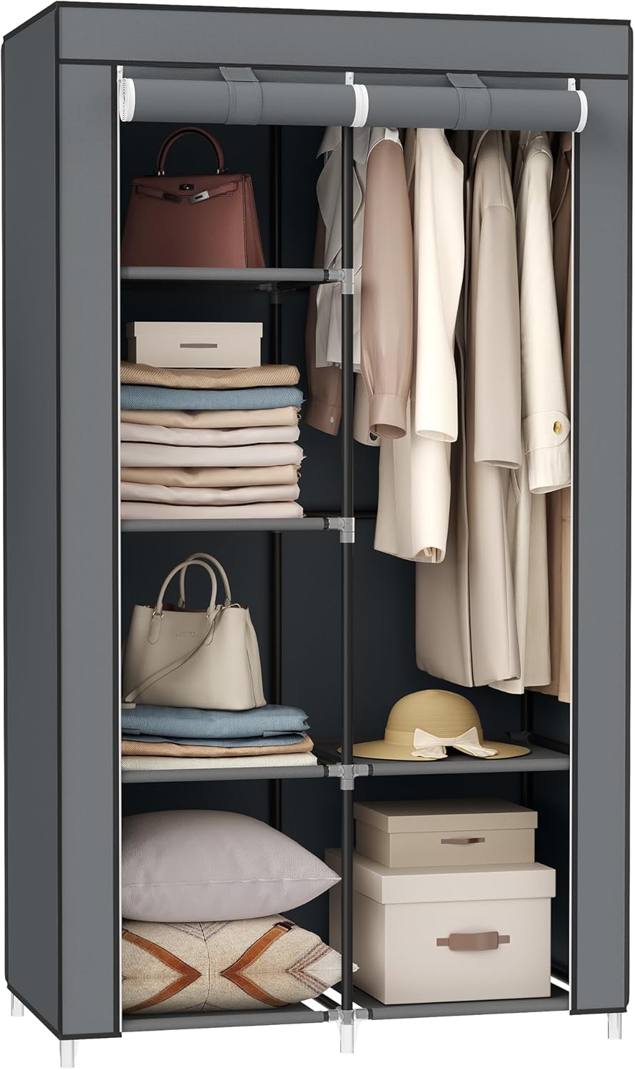 SONGMICS Armario de Tela, Armario de Ropa, con 1 Barra Colgante, 6 Estantes, Tela no Tejida, Marco de Metal, 45 x 88 x 168 cm, para Dormitorio, Pasillo, Gris RYG84G
https://m.media-amazon.com/images/I/C1gEFv2rVxL.pdf