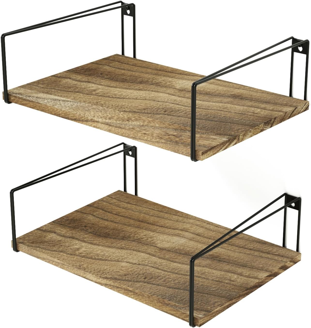 Estante de pared SRIWATANA ancho de madera blanca y metal, juego de 2, estante de pared 42x31x12 cm, tablero de pared, decoración moderna, estante colgante para cocina, sala de estar, baño, dormitorio, oficina